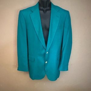 Paul Bellino Blue Green Pure Silk Blazer 41R Gently worn Made in USA 2 button